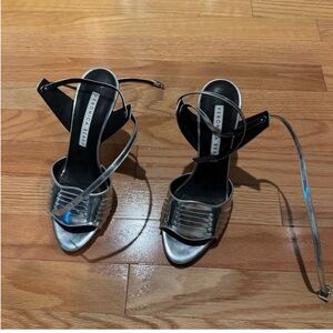 Veronica Beard Silver Strappy Heels